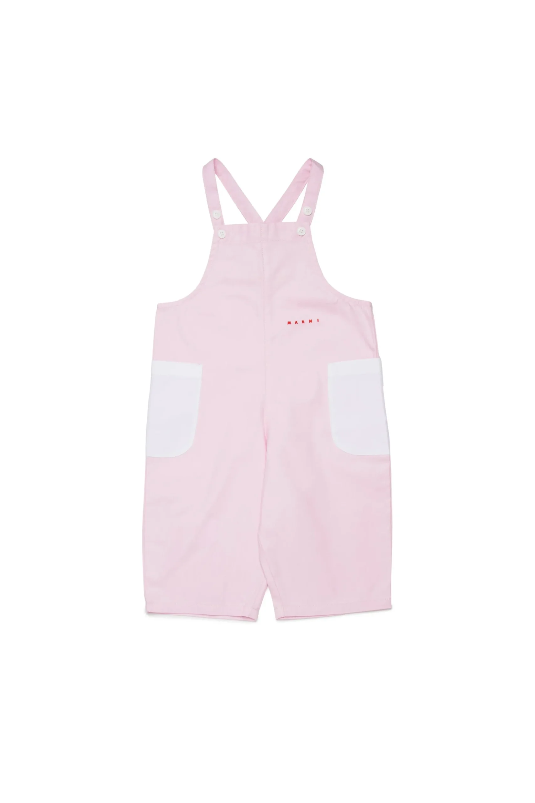 Tracksuits And Baby Set>MARNI Gabardine dungarees with pockets light pink