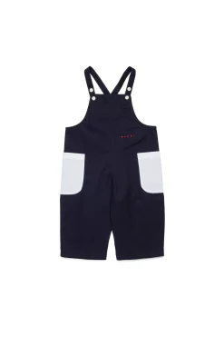 Tracksuits And Baby Set>MARNI Gabardine dungarees with pockets blue navy