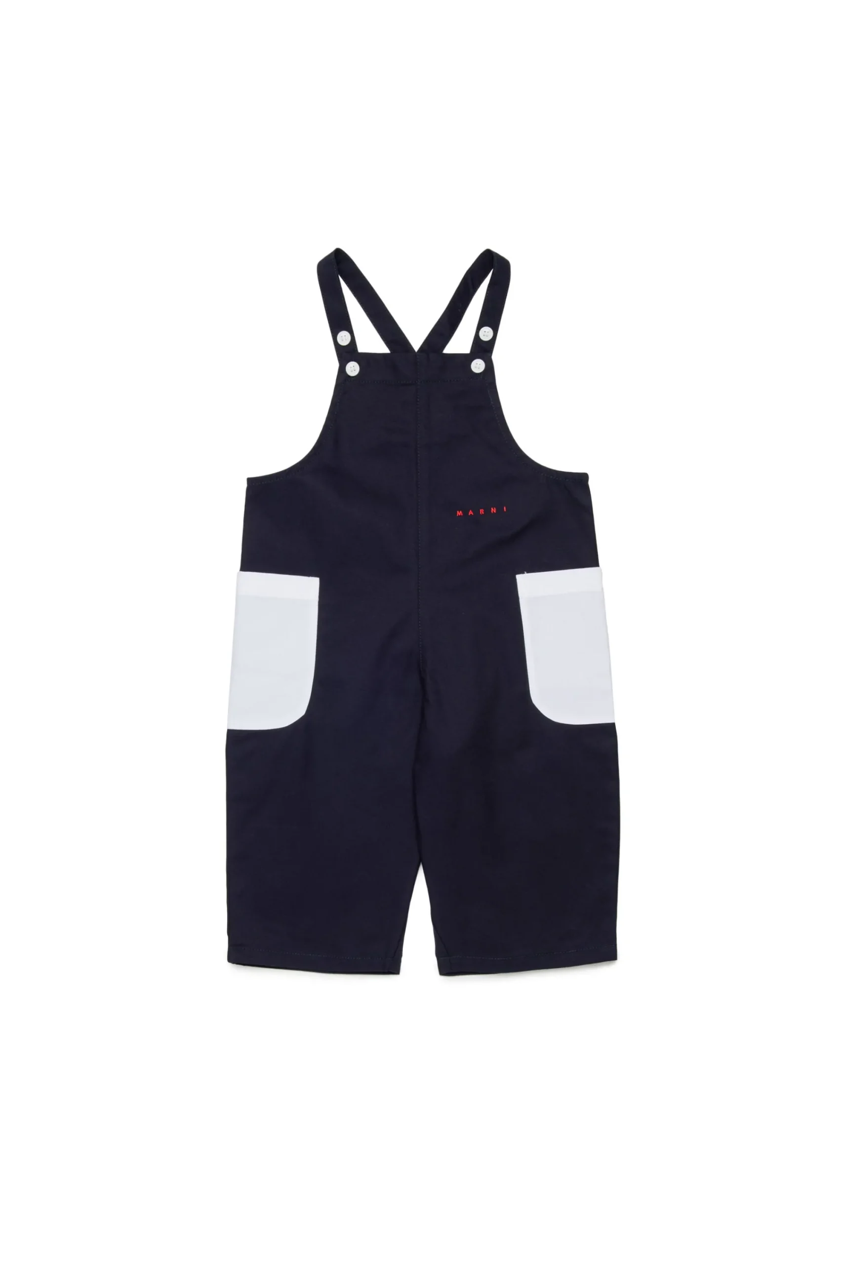 Tracksuits And Baby Set>MARNI Gabardine dungarees with pockets blue navy