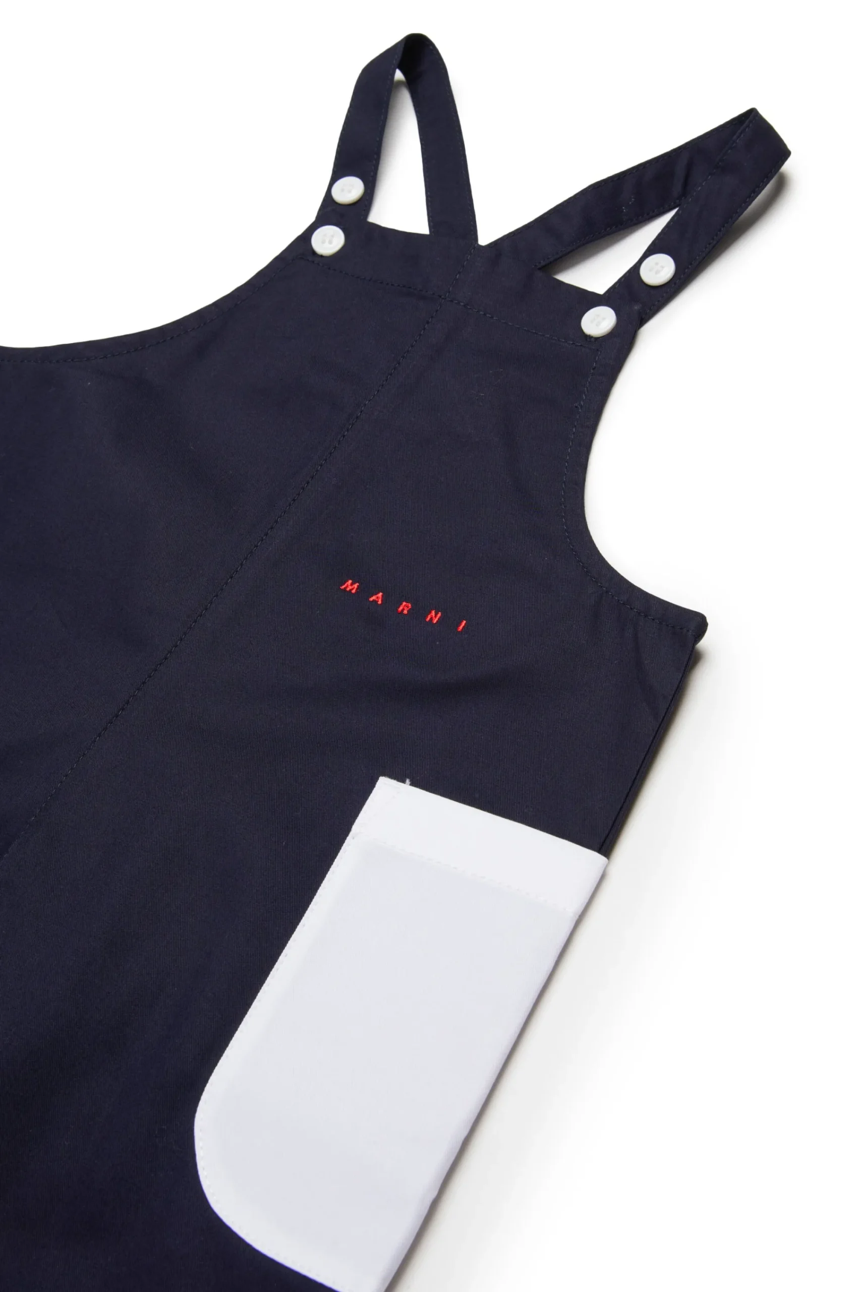 Tracksuits And Baby Set>MARNI Gabardine dungarees with pockets blue navy