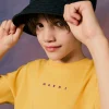 Hats And Caps | Logomania>MARNI Gabardine fisherman hat branded with logo blue navy