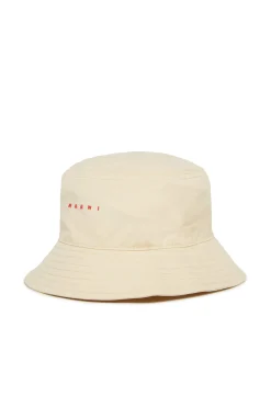 Hats And Caps | Logomania>MARNI Gabardine fisherman hat branded with logo hangtag yellow