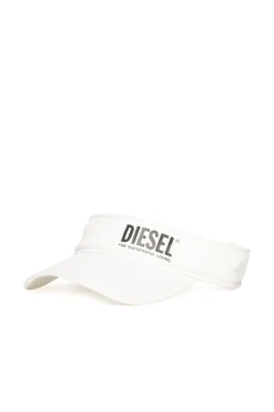 Hats And Caps | Swimwear>DIESEL Gabardine visor branded with institutional logo white