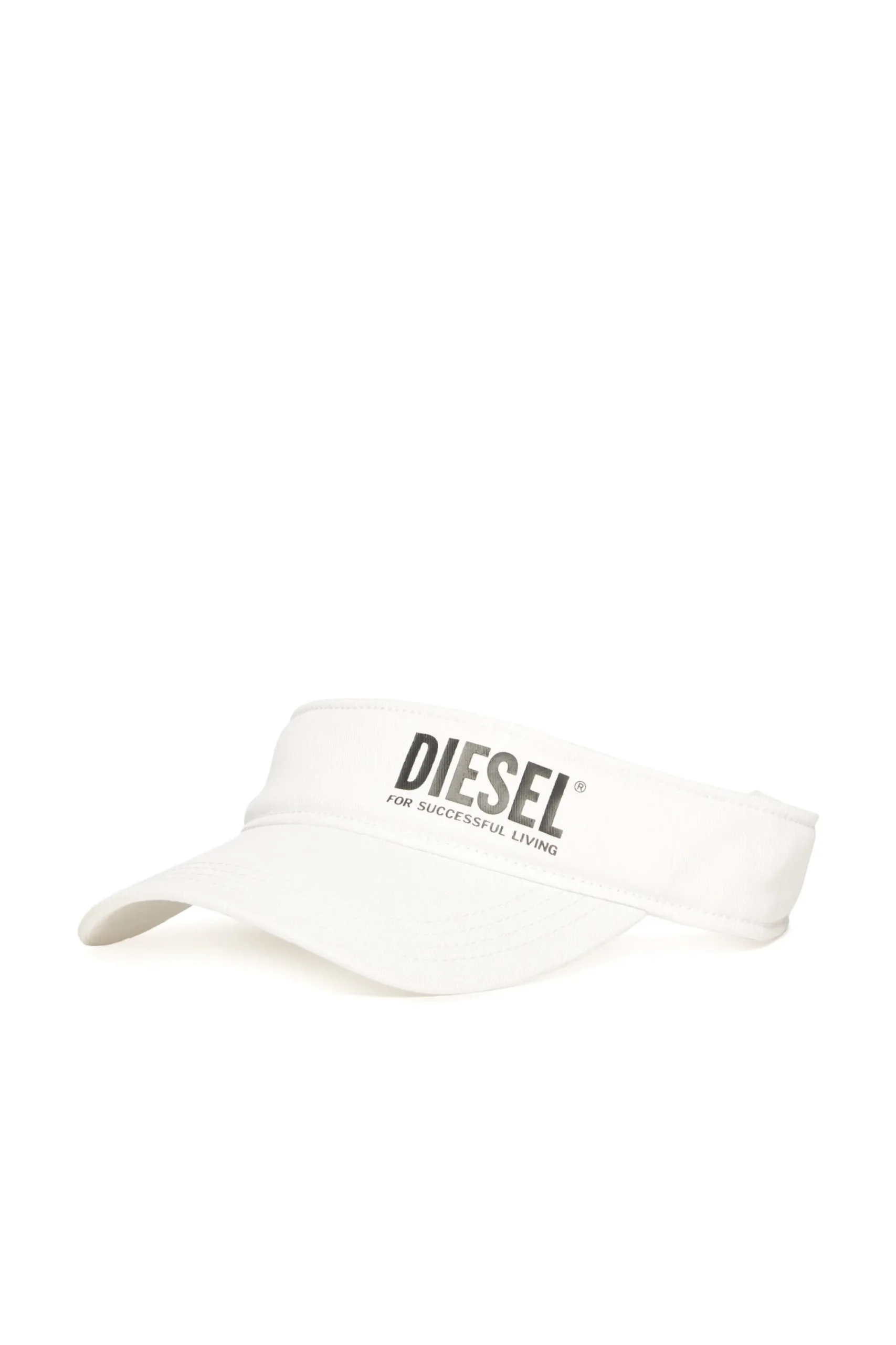Hats And Caps | Swimwear>DIESEL Gabardine visor branded with institutional logo white