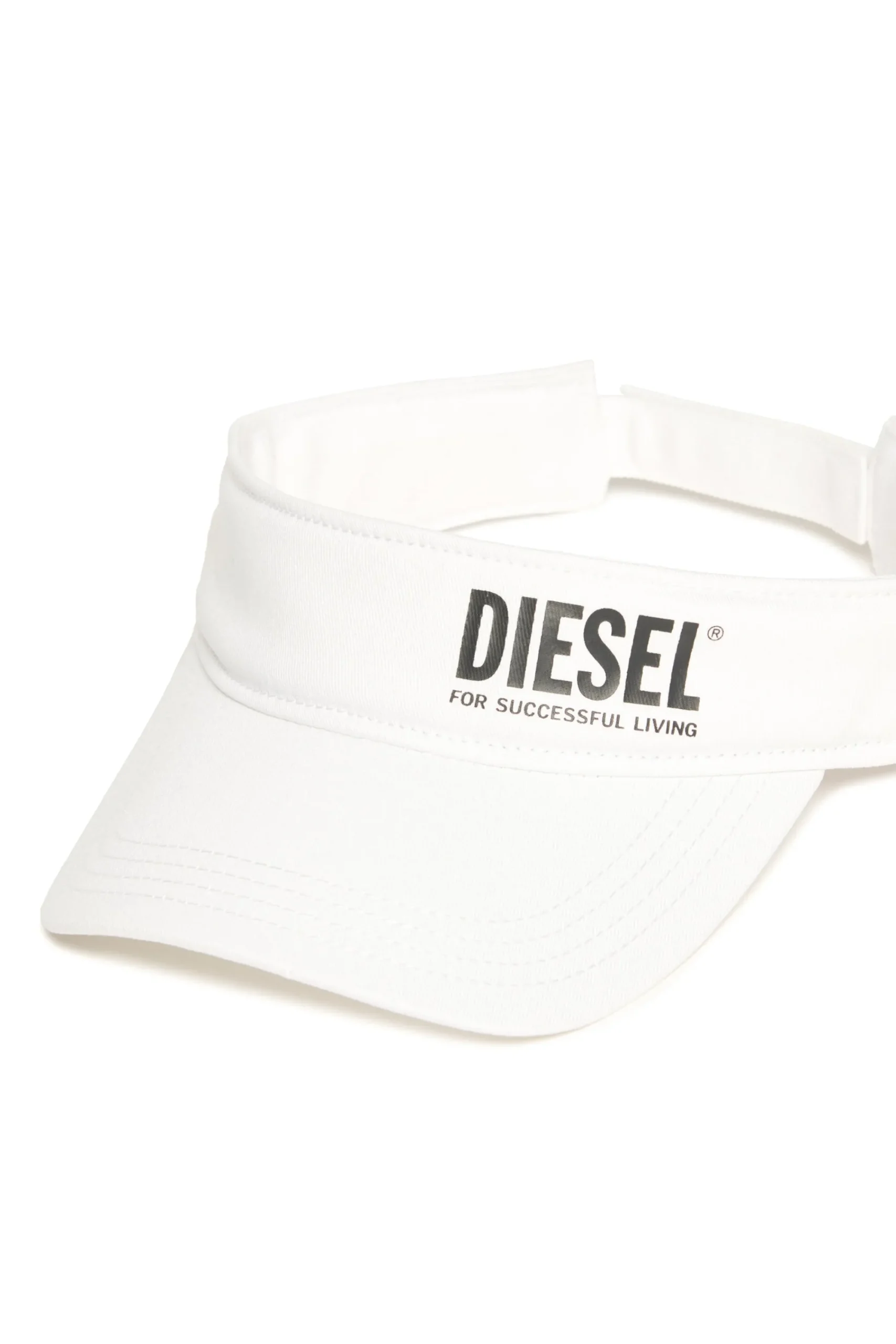 Hats And Caps | Swimwear>DIESEL Gabardine visor branded with institutional logo white