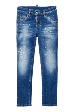 Jeans | Denim-Mania>DSQUARED2 Gradient straight jeans with stains - Cool Girl blue denim