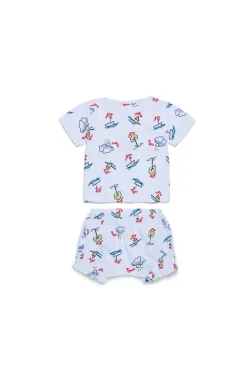 Newborn (0-12M)>MARNI Happy Sun allover cotton outfit white