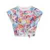 T-Shirts>MARNI Holiday allover T-shirt with knotted fabric placid blue