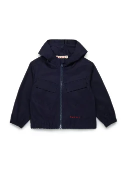 Jackets And Padded Jackets>MARNI Hooded gabardine jacket blue navy