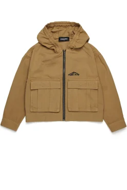 Jackets And Padded Jackets | Jackets And Padded Jackets>DSQUARED2 Hooded jacket in ripstop cotton cornstalk