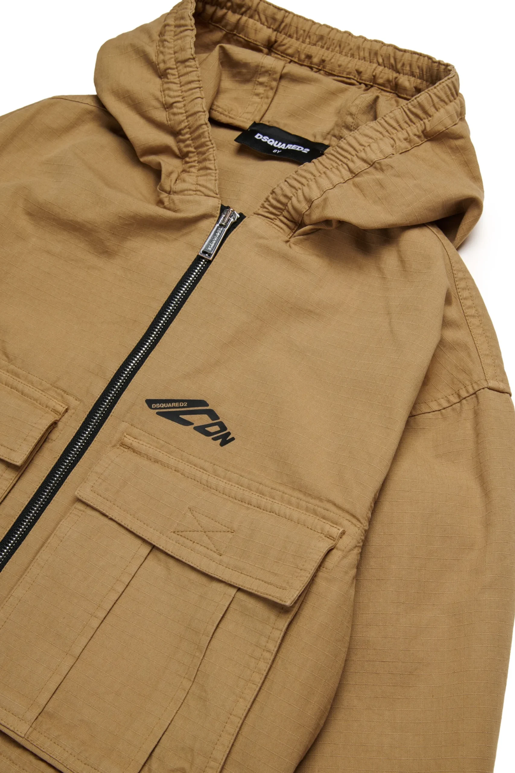 Jackets And Padded Jackets | Jackets And Padded Jackets>DSQUARED2 Hooded jacket in ripstop cotton cornstalk