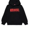 Logomania | Logomania>DIESEL Hooded sweatshirt with degradé logo red