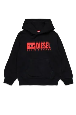 Logomania | Logomania>DIESEL Hooded sweatshirt with degradé logo red