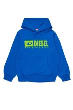 Activewear | Activewear>DIESEL Hooded sweatshirt with degradé logo bright bluette
