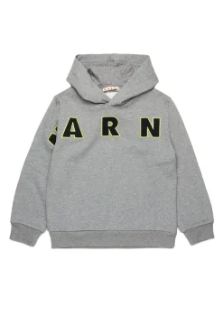 Sweatshirts | Sweatshirts>MARNI Hooded sweatshirt with embroidered logo grey melange