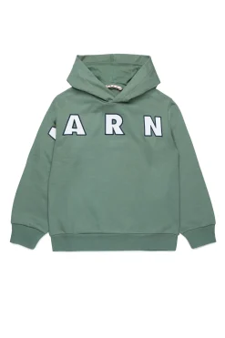Sweatshirts | Sweatshirts>MARNI Hooded sweatshirt with embroidered logo smoke green