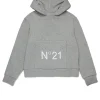 Activewear | Activewear>N°21 Hooded sweatshirt with logo grey melange