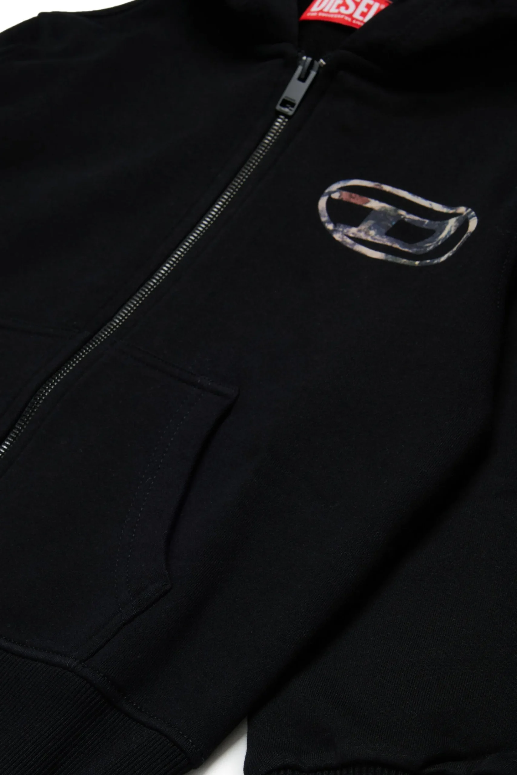Sweatshirts>DIESEL Hooded sweatshirt with oval D Planet Camou logo black