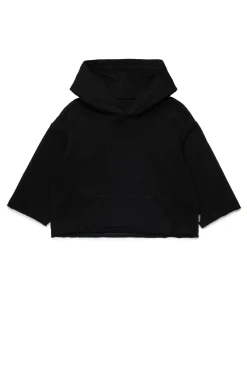 Sweatshirts | Sweatshirts>MM6 MAISON MARGIELA Hooded sweatshirt with raw cut hem black