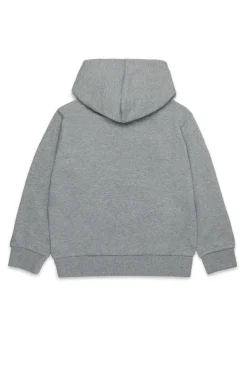 Sweatshirts>DIESEL Hooded sweatshirt with shield logo print grey melange