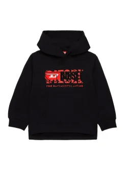 Logomania | Logomania>DIESEL Hooded sweatshirt with triple logo black