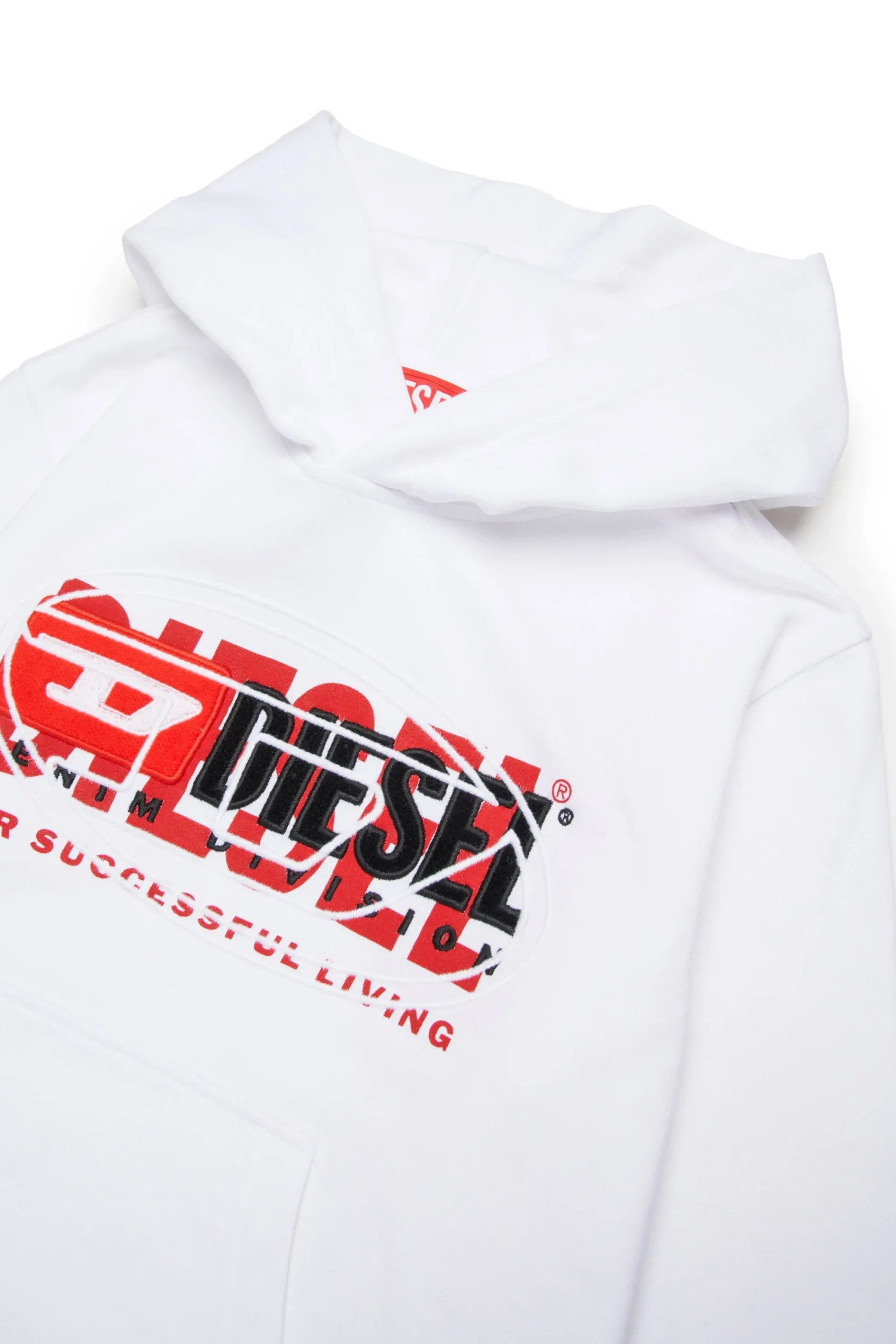 Logomania | Logomania>DIESEL Hooded sweatshirt with triple logo white