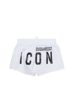 Swimwear | Logomania>DSQUARED2 ICON branded boxer swimsuit white
