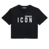 T-Shirts | Activewear>DSQUARED2 ICON branded cropped T-shirt black