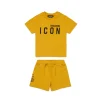 Tracksuits And Baby Set | Activewear>DSQUARED2 ICON branded short pajamas mustard yellow