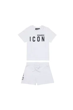 Tracksuits And Baby Set | Activewear>DSQUARED2 ICON branded short pajamas white