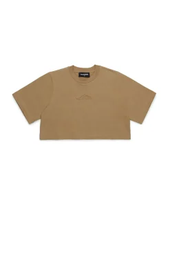 T-Shirts>DSQUARED2 Icon New Generation branded cropped T-shirt cornstalk