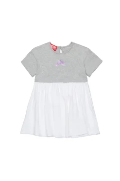 Dresses>DIESEL Jersey dress with ruffles in viscose light grey melange