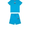 Jumpsuits | Tracksuits>DIESEL Jersey t-shirt and bermuda shorts set with logo D turquoise