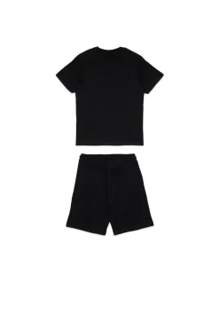 Jumpsuits | Tracksuits>DIESEL Jersey t-shirt and bermuda shorts set with logo D black