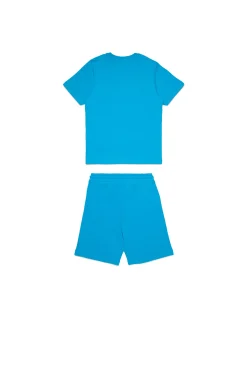 Jumpsuits | Tracksuits>DIESEL Jersey t-shirt and bermuda shorts set with logo D turquoise