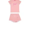 Jumpsuits>DIESEL Jersey t-shirt and shorts set with logo light pink