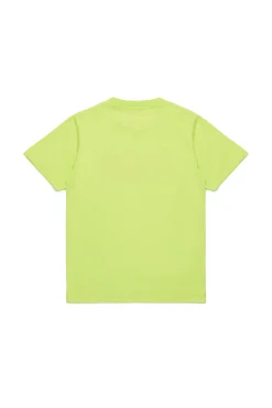 T-Shirts | Logomania>MM6 MAISON MARGIELA Jersey T-shirt branded with Numeric Logo Pixel fluo green