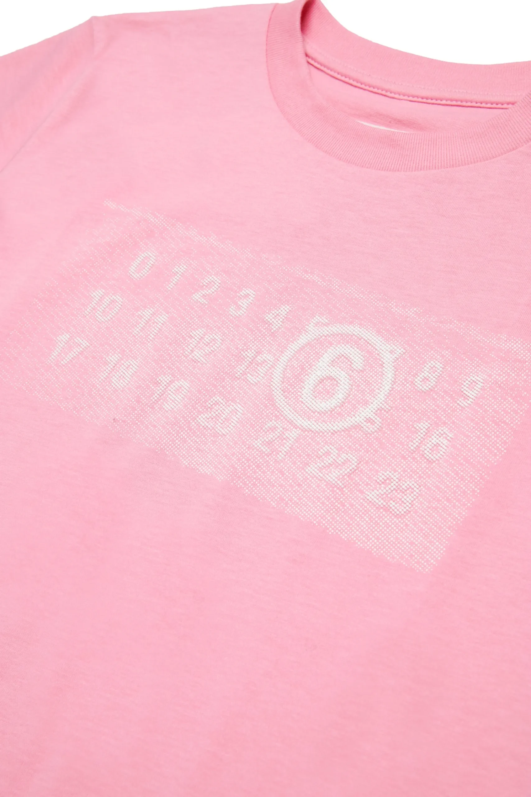 T-Shirts | Logomania>MM6 MAISON MARGIELA Jersey T-shirt branded with Numeric Logo Pixel light pink