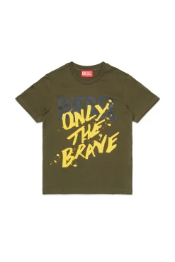 T-Shirts | T-Shirts>DIESEL Jersey T-shirt with Only the Brave logo dusty olive