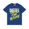 T-Shirts | T-Shirts>DIESEL Jersey T-shirt with Only the Brave logo blue denim