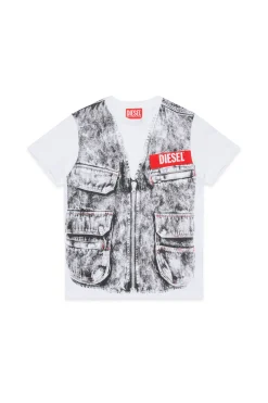 T-Shirts | T-Shirts>DIESEL Jersey T-shirt with digital print white