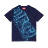 T-Shirts | T-Shirts>DIESEL Jersey T-shirt with faded logo blue peacoat