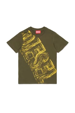 T-Shirts | T-Shirts>DIESEL Jersey T-shirt with faded logo dusty olive