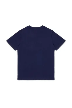 T-Shirts | T-Shirts>DIESEL Jersey T-shirt with faded logo blue peacoat