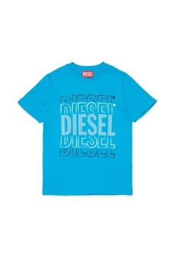 T-Shirts | T-Shirts>DIESEL Jersey T-shirt with logo turquoise