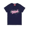 T-Shirts>DIESEL Jersey T-shirt with logo blue peacoat