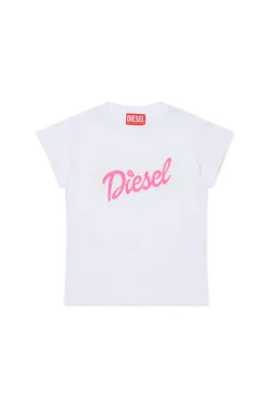 T-Shirts>DIESEL Jersey T-shirt with logo white