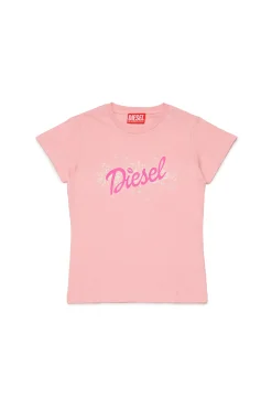 T-Shirts>DIESEL Jersey T-shirt with logo light pink