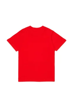 T-Shirts | T-Shirts>DIESEL Jersey T-shirt with logo carnation red