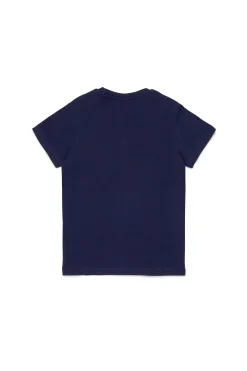 T-Shirts>DIESEL Jersey T-shirt with logo blue peacoat